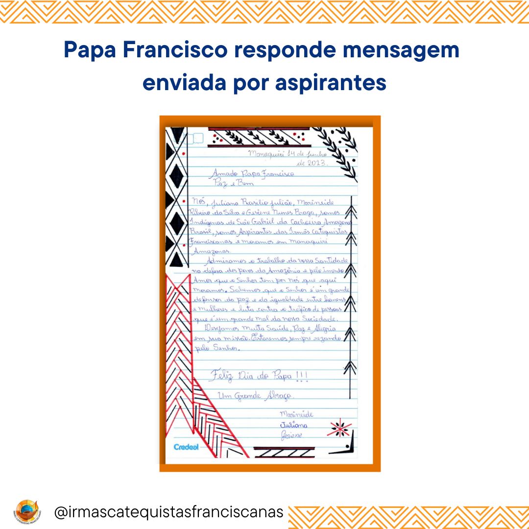 Papa Francisco responde mensagem enviada por aspirantes 3